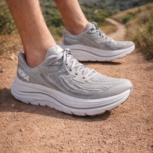 HOKA Clifton 10 Wide Running Shoes Women’s 9D Gray Cushioned Road Running